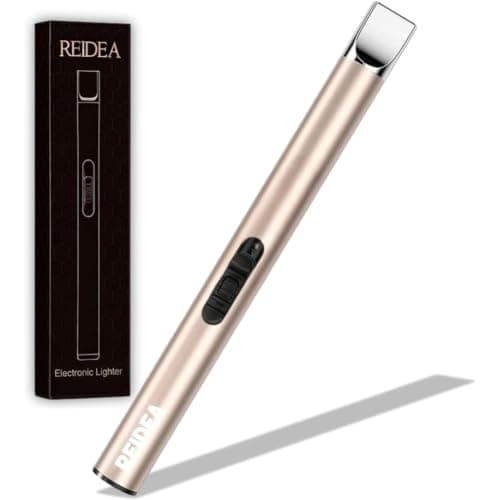 REIDEA Candle Lighter Electronic Arc Windproof Flameless USB Rechargeable Lighter with Safe Button for Home Kitchen, S4, Champagne Gold - Image 1