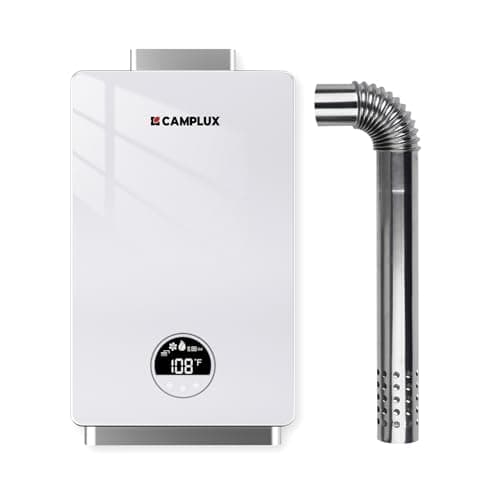 CAMPLUX Instant Hot Water Heater, 3.18 GPM Natural Gas, Whole House Gas Water Heater, Indoor, White - Image 1