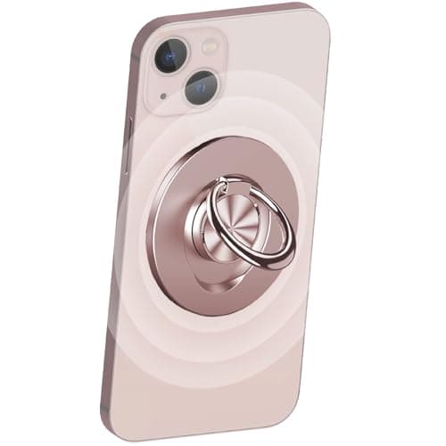 Magnetic Ring Holder Magnet Compatible with Magsafe for iPhone 12 13 14 15 Pro/Max/Mini Accessories, Removable Phone Grip Finger Loop Wireless Charging Compatible (Pink)