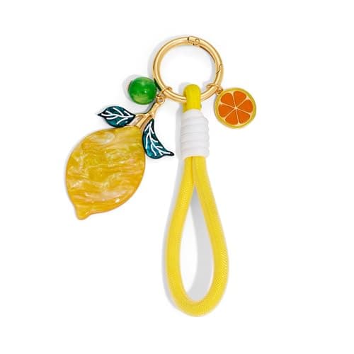 MUYAN Cute Lemon Acrylic Yellow Rope Keychain Bag Charm for Women Large Boho Handmade Summer Fruit Bag Accessories - Image 1