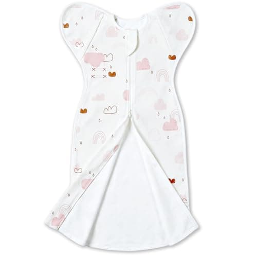 ANYEDDE Baby Swaddles 0-3 Months - Arms Up Swaddle for Newborns, Self-Soothing Sleep Sack for Baby Girls, Reduce Startle Reflex, Newborn Sleep Sacks with Openable Bottom Button & Cuff, Pink Cloud - Image 1