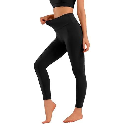 MXYMXY Buttery Soft High Waist Workout Black Leggings for Women 25" Inseam