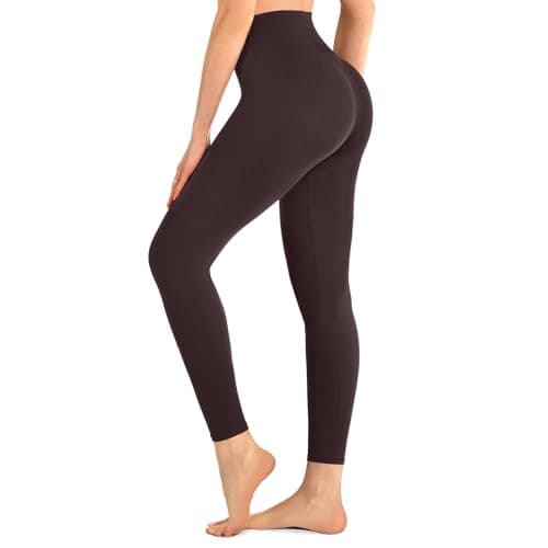 Walifrey Leggings for Women,High Waisted Buttery Soft Yoga Pants for Workout Gym Athletic Dark Brown LXL - Image 1