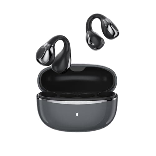 TANALAZ Open Ear Earbuds I5, Bluetooth 6.0 Wireless Headphones for iPhone & Android, Gym & Running, IPX5 Sweatproof, 36H Playtime, Secure Clip-On Fit for Work & Sports (1-Black) - Image 1