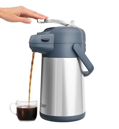GiNT 74oz Airpot Coffee Dispenser with Pump, Insulated Coffee Carafe for Hot Liquids, Stainless Steel Vacuum Insulated Pump Dispenser for Home Office Small Commercial Outdoor Use(2.2L) - Image 1