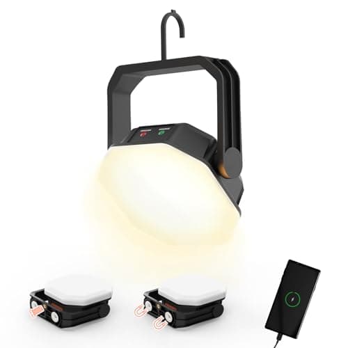 DANCINGBOAR 4000LM Camping Light Rechargeable, 3 Lighting Modes, 30W Portable Tent Light with Magnet, IP65 Waterproof Hanging Light for Camping, Hiking, Emergency, Hurricane, Power Outages (Black) - Image 1