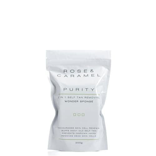 Rose & Caramel Purity Buff Away, Tan Erasing Soap Sponge. Mango Scent, Rapid Removal, Best Fake Tan Remover. Exfoliating Body Scrub, Bath & Shower Body Scrub Exfoliating Sponge (200g) - Image 1