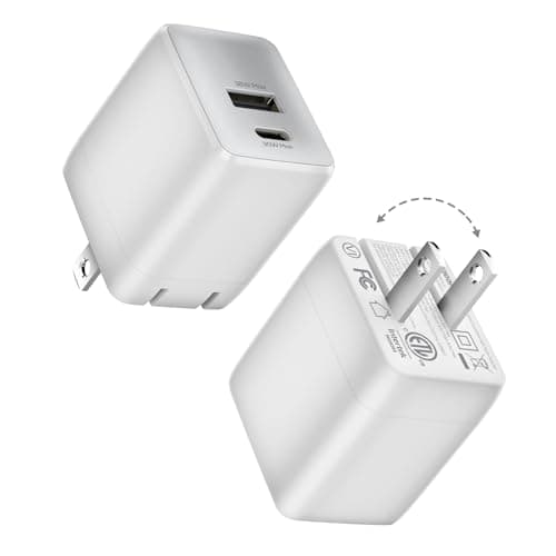 wegear USB C Fast Charging Charger, 30W Dual-Port GaN Nano Charger with Foldable Plug for iPhone 16/15 Series, iPad, Galaxy S24 Ultra and More Series, (White, 2 Pack)