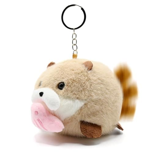 enttgo Funny Otter Keychain Wagging Up Tail Rotating Novelty Plush Animal Cute Plush Otter Spin Keyring for Men Women - Image 1