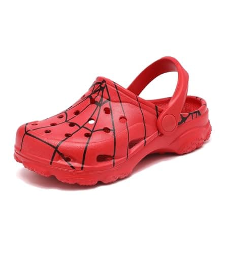 Boys and Girls Spider Clogs for Kids,Unisex Eva Mules for Kid Toddler,Boy and Girl Closed Toe Slide Sandals,Red - Image 1