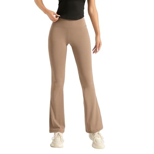 NVOYEGMOY Women's Mini Flare Leggings High Waisted Tummy Control Yoga Pants Wide Leg Pants for Women Casual Workout Sweatpants (Medium, Cocoa Creme) - Image 1