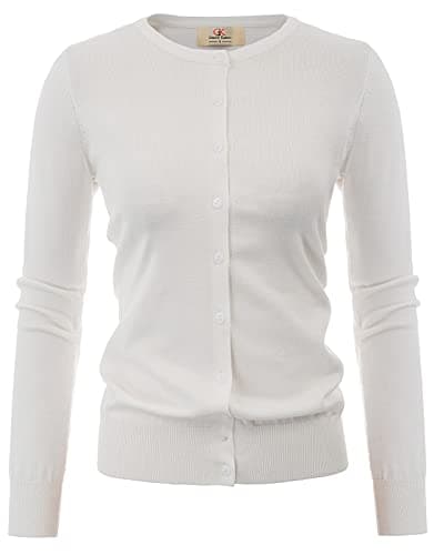 GRACE KARIN Lightweight Cardigans for Women Soft Knit Long Sleeve Button Sweater Trendy 2026 Daily Outfits White XL - Image 1