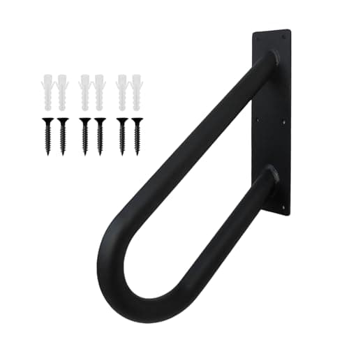 U Shaped Wall Mount Handrails for Outdoor Steps & Indoor Stairs - Black & White Hold Tight Safety Handrail for Garage, Porch, Toilet, Yard and Garden - Image 1