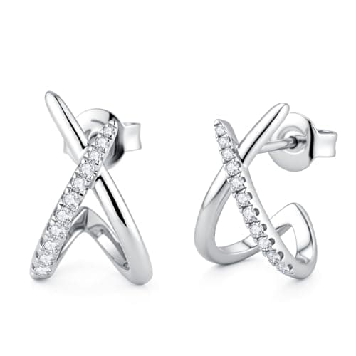 IMOLOVE Moissanite Trendy Stud Earrings for Women, D Color VVS1 Clarity Hypoallergenic Earrings in Sterling Silver with 14K White Gold Plated - Image 1
