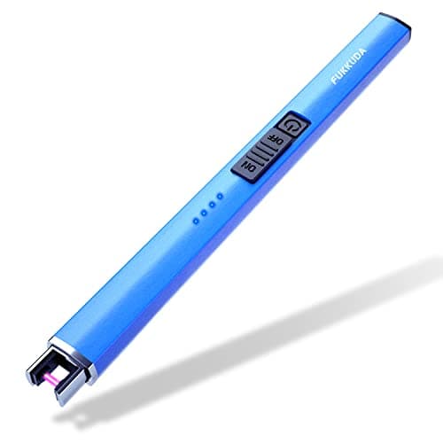 FUKKUDA Electric Candle Lighter with Safety Switch - USB Rechargeable Windproof & Flameless Plasma Arc Lighter for Easter Basket Stuffers (Sapphire Blue) - Image 1