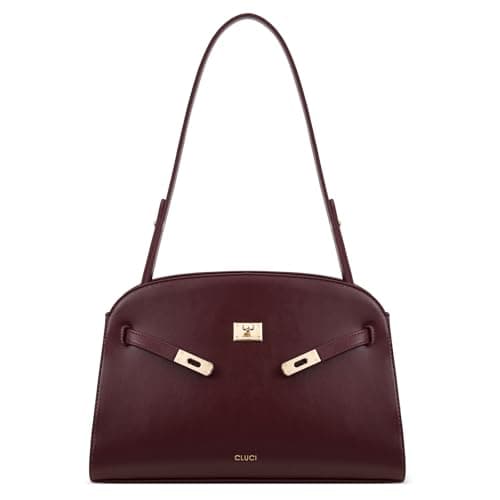 CLUCI Shoulder Bag for Women, Water Repellent Purses and Handbags with 2 Adjustable Straps, Vegan Leather Satchel Bag Burgundy - Image 1