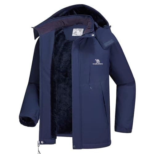 CAMEL CROWN Men's Winter Coat Waterproof Ski Jacket Fleece Lined Windproof Raincoat for Snow Outdoor Hiking Mountain Ink-Blue XL - Image 1