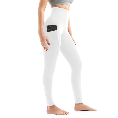 Walifrey Leggings with Pockets for Women, High Waisted Buttery Soft Womens Leggings for Gym Yoga Workout (White SM) - Image 1