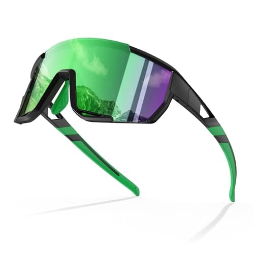 LANSWEE Polarized Sunglasses for Men, Sport Sunglasses Men,UV400 Protection for Running Fishing Driving Baseball Cycling,Sand Black/Green - Image 1