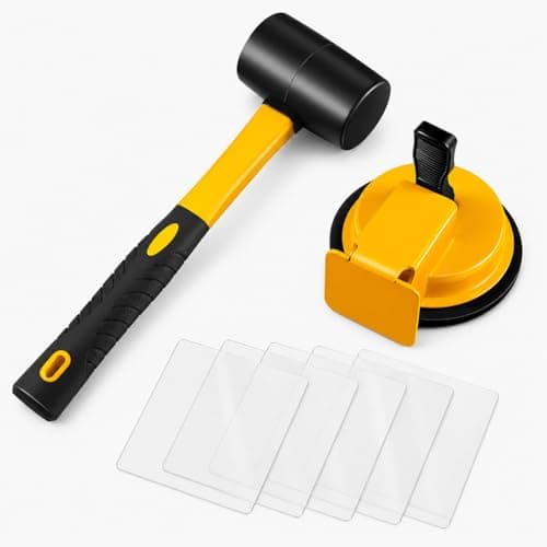 Floor Gap Fixer Tool with Rubber Mallet, Iron Body & Strong Suction Cup, Includes 5 Sticky Pads for Laminate, Vinyl, Wood & Tile Flooring Installation and Repair - Image 1