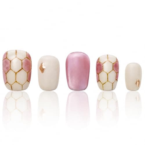 Press On Nails Thick Acrylic Short Nails Handmade Press On Nails Short Square 3D Pink Cat Eye Nails Gifts For Women COOLYOUNG 15 PCS, Size M - Image 1