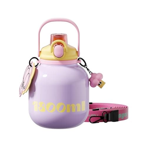 Sidagar 60 oz Big Gallon Water Bottle with Straw and Carry Handle, Purple Wide Mouth Vacuum Water Jug, Insulated Stainless Steel Bottles Easy Carry Tumbler for Women - Image 1