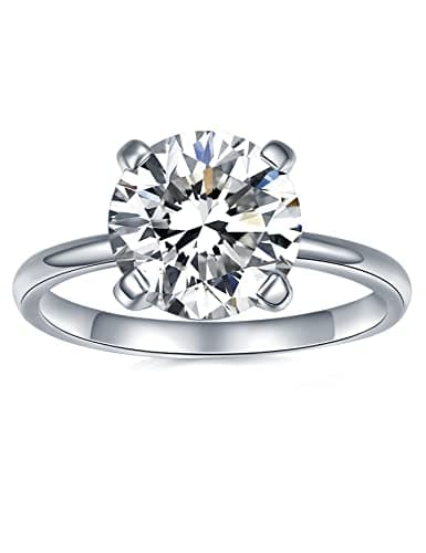 IMOLOVE 3ct Moissanite Engagement Ring Wedding Solitaire Ring for Women Lab Created Diamond Promise Ring for her-10-3CT - Image 1