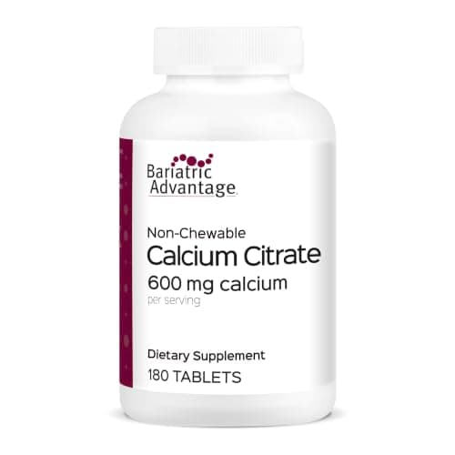 Bariatric Advantage Non Chewable Calcium Citrate 600 mg Calcium - for Bariatric Surgery Patients - Vitamin D3 - Mineral Supplements - 180 Tablets - Image 1
