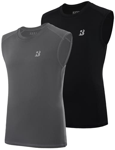 Roadbox Boys Sleeveless Compression Shirts, 2 Pack Youth Quick-Dry Football Undershirt, Athletic Tank Tops for Basketball Sports - Image 1