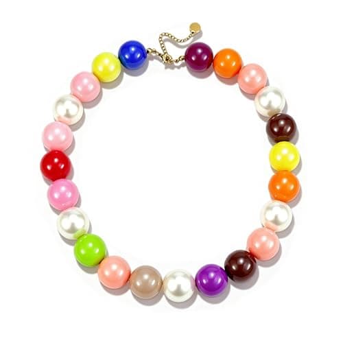 ANGLEQUEEN Dopamine Chunky Beaded Necklaces Women, Colorful Resin Large Statement Boho Jewelry, Coastal Tropical Summer Beach Vacation Accessories (Colorful-C) - Image 1