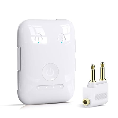 Premium Bluetooth 5.4 Airplane Audio Adapter, 30Hrs Playtime, aptX Adaptive & HD Audio Transmitter for AirPods/Bose, Supports 2 Headphones for Travel Flight & TV - Image 1