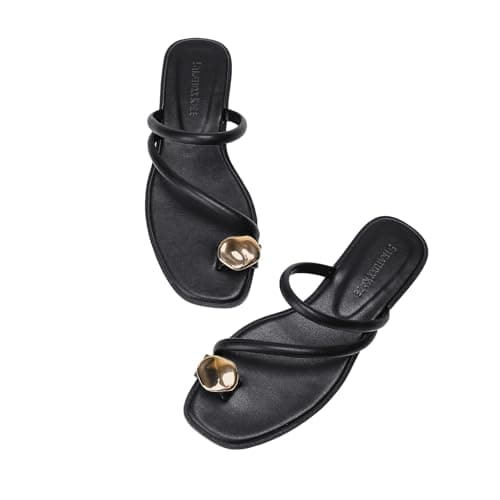 Stratuxx Kaze Women's Toe Ring Thong Sandals Open Toe Slide Flat Sandals Casual Summer Flip Flop Flat Sandals - Image 1