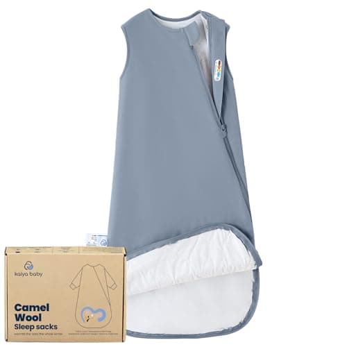 kaiya baby Baby Sleep Sack 18-36 Months 1.0 Tog Sleeveless Sleep Sack Organic Cotton, Regulating Camel Wool Blend Wearable Blanket for Infants 2-Way Zipper Quilted Sleeping Sacks,Gifts for Baby