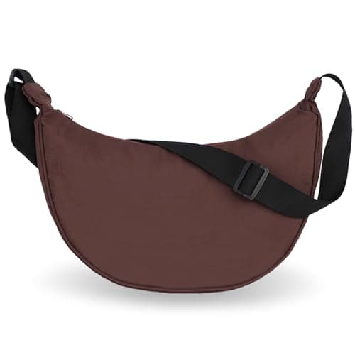 U+U Crescent Crossbody Bag for Women Small Sling Bag with Adjustable Shoulder Strap (Brown) - Image 1