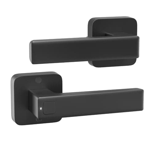 DREAME Interior & Exterior Door Handle, Only Works with A10 Smart Lock for One-Step Unlock, Heavy Duty Exterior Door Lever, Reversible Door Leverset for Front Entrance and Bedrooms Bathrooms, Black - Image 1