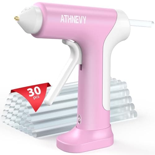 Cordless Hot Glue Gun, 4V 10s Fast Preheat, USB-C, 2000mAh Battery with Indicator, Smart Temp Control, Anti-Drip, Auto-Off, 30×7mm Glue Sticks, DIY Crafts, Home Repair, School Project (Pink) - Image 1