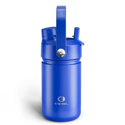Kids Insulated Water Bottle with Straw - 12oz Stainless Steel Water Bottle with Dual Spouts, Leak-Proof, BPA-Free, Double Wall Vacuum Keeps Cold for 24 Hours for Sports, Travel, School (Royal Blue) - Image 1