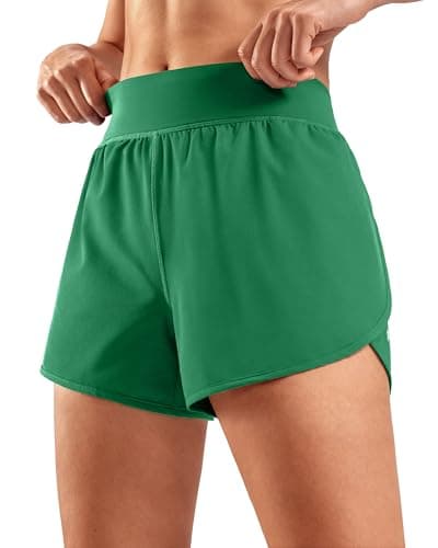 Soothfeel Running Athletic Shorts for Women 3"/4" Dolphin Split High Waisted Womens Gym Workout Shorts with Liner Quick Dry GreenXXS - Image 1