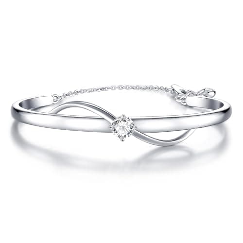 Lyniuoy Infinity Bracelets for Women 18K White Gold Plated Adjustable Minimalist Bangle Jewelry Gifts for Mom Perfect for Anniversary Mother's Day Christmas Valentine's Day - Image 1