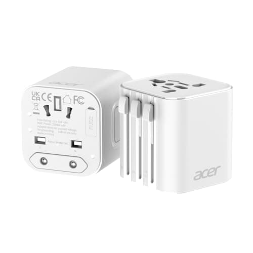 Acer US to Europe Plug Adapter, Universal Travel Adapter, International Power Adapter for USA to Europe UK France Germany Spain Ireland Australia (Type C/G/A/I),White - Image 1