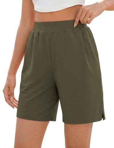 Quenteen Womens Air Layer Shorts Casual Summer Loose Athletic Short Lounge Running Shorts with Pockets Army Green - Image 1