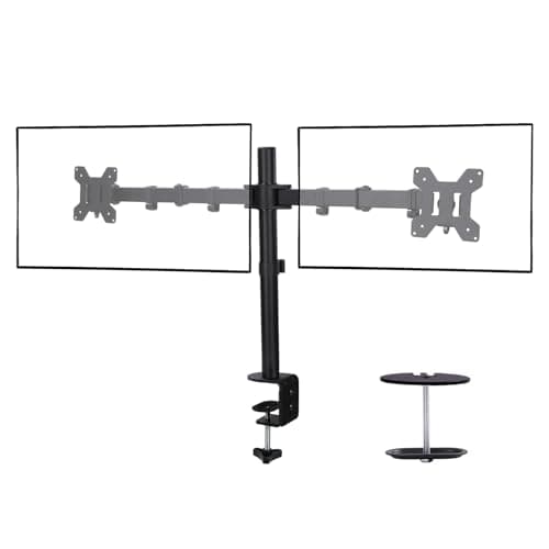 Livotica Dual Monitor Mount, Fully Adjustable Dual Monitor Stand for 13"-27" Screens, Holds Up to 22lbs Per Arm with C-Clamp & Grommet Base - Image 1