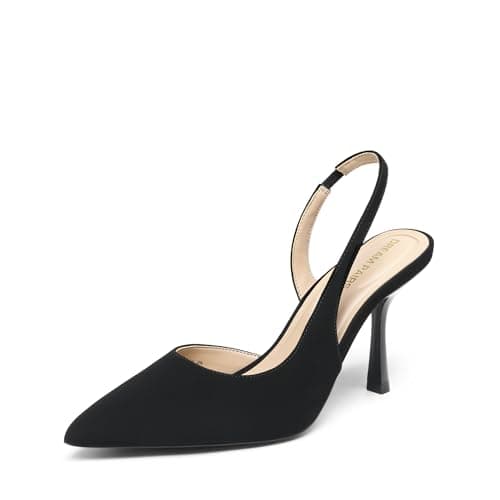 DREAM PAIRS Women's Slingback Closed Pointed Toe Kitten Heels High Stiletto Dress Shoes Wedding Work Comfortable Pumps,Size 9,Black-Nubuck,SDPU26011W - Image 1