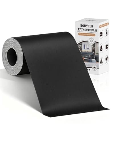 BOUYEER Leather Repair Patch Tape Kit,Self Adhesive Leather Repair for Sofa,Car Seat,Office Chair,Furniture,Jacket,Waterproof Strong Adhesive Vinyl Repair Kit. 4 in x 79 in,Fine Grained Black