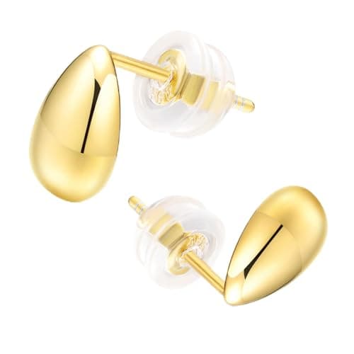 Womens Earrings Silver Teardrop Earrings- S925 Sterling Silver Earrings for Women Trendy Waterdrop Drop Earrings Jewelry Gifts for Mom Wife Daughter Friend Birthday Anniversary Christmas (Gold) - Image 1