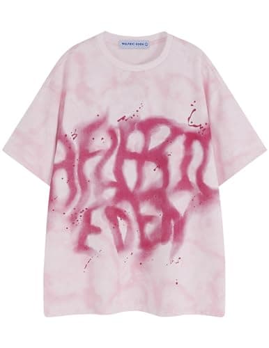 Aelfric Eden Mens Graphic Tee Shirts Oversized Baggy Loose Cotton T-Shirt Streetwear Casual Summer Y2k Shirt Pink - Image 1