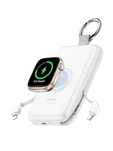 RORRY CharmGo Portable Charger, 10000mAh 20W Fast Charging Portable Charger Power Bank with Built in Cables, Travel Battery Pack for iPhone 17/16/15/14/13/12 and Apple Watch, White - Image 1