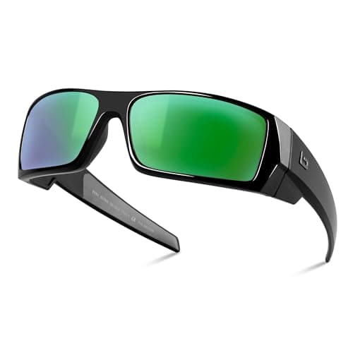 B.N.U.S Polarized Sunglasses for Men with Corning Glass Lens - Scratch-Resistant, Optical Clarity, Premium UV Protection (Black/Green Mirrored, Non-Polarized) - Image 1
