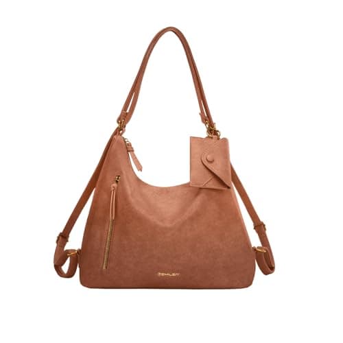 Women Hobo Bag Faux Leather Tote Handbags, Brown - Image 1