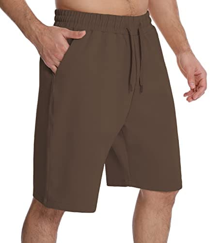 THE GYM PEOPLE Men's Lounge Shorts with Deep Pockets Loose-fit Jersey Shorts for Running,Workout,Training, Basketball Brown - Image 1